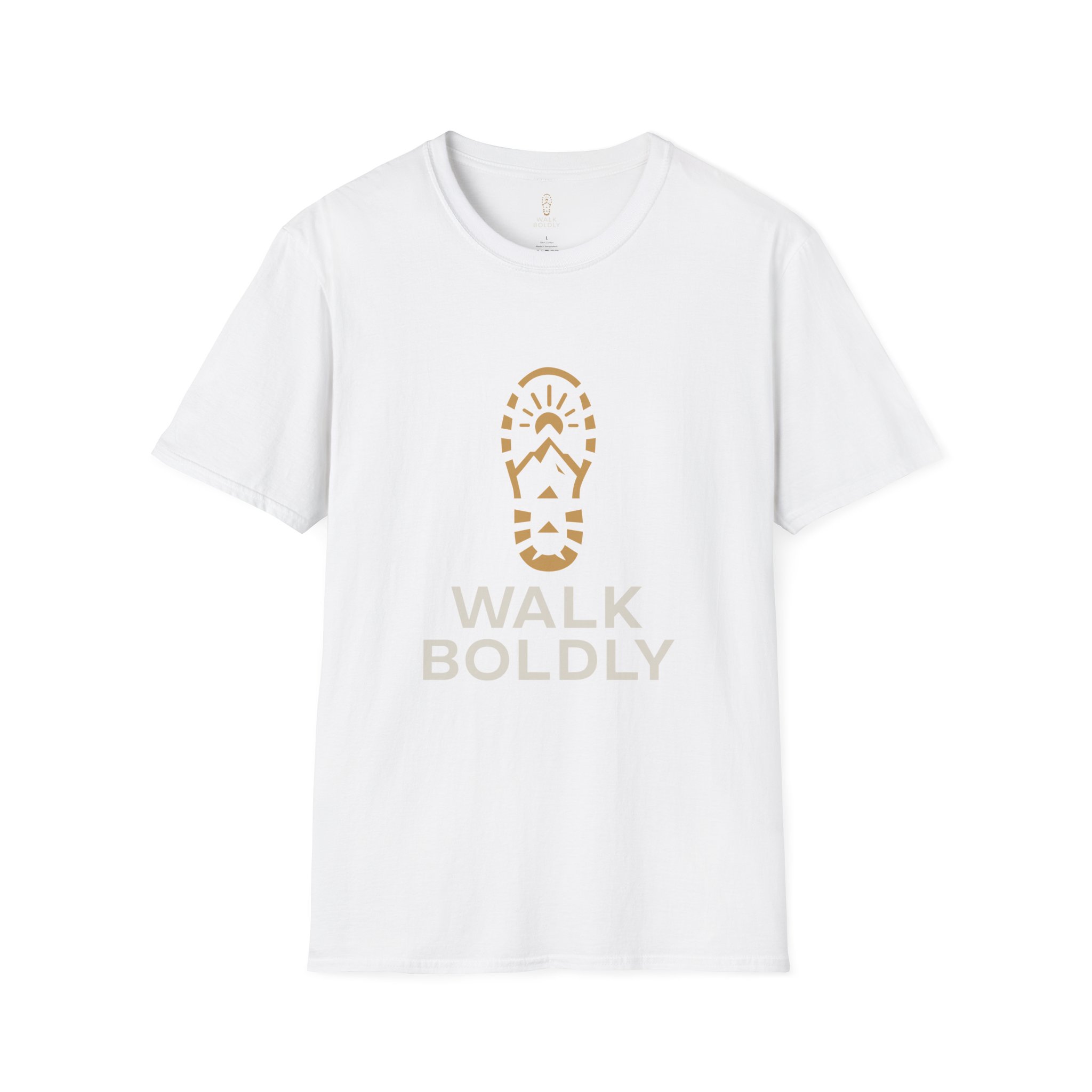 Walk Boldly Soft style T-Shirt, Courage Tee, Inspirational Shirt, Adventure Top, Encouragement Clothing, Minimalist Apparel - Image 1