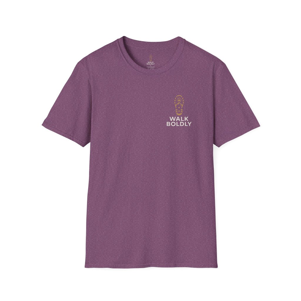 Walk Boldly Unisex Softstyle T-Shirt - Inspirational Tee, Men's Women's Graphic Shirt, Positive Quote Clothing, Motivational Top, Unique
