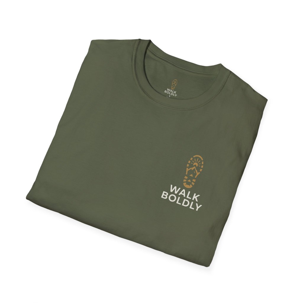 Walk Boldly Unisex Softstyle T-Shirt - Inspirational Tee, Men's Women's Graphic Shirt, Positive Quote Clothing, Motivational Top, Unique